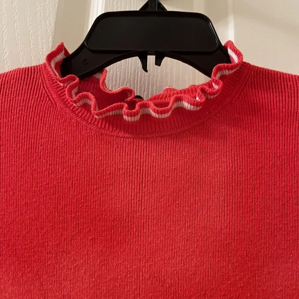 Mini Boden Long Sleeve Sweater Dress Striped Ruffle Neck Cuffs Girls Size 7-8
